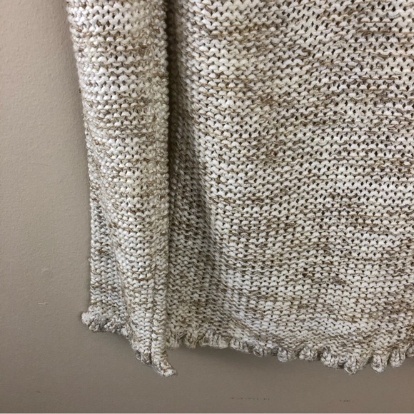 BCBGMaxAzria Cardigan Womens L Cream Tan Knit Y2K Button Front Ruffle Sw… - Picture 7 of 10